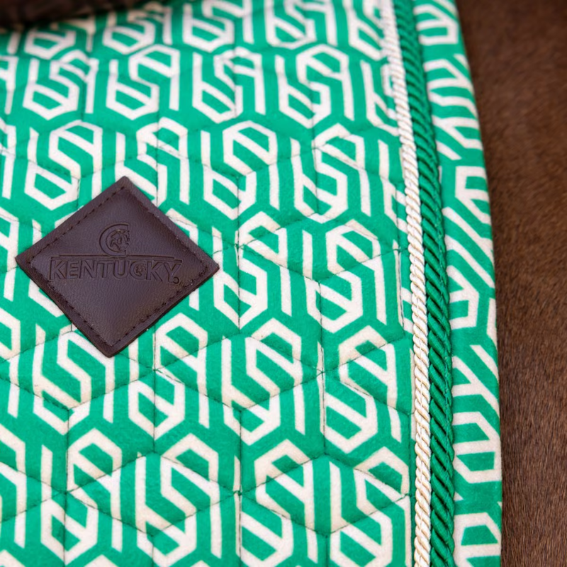 Kentucky Velvet Maze Cipher Printing Jumping Saddlepad - White/Green-1