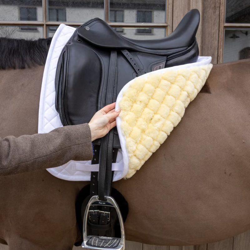 Kentucky Sheepskin Skin Friendly Diamond Dressage Saddlepad Full - White-1