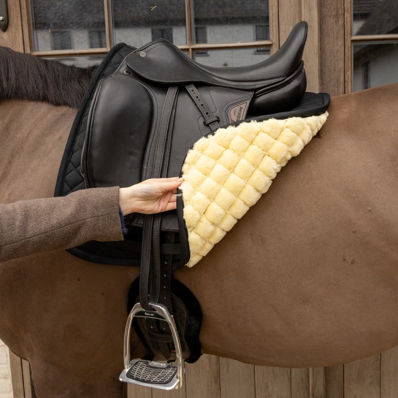 Kentucky Sheepskin Skin Friendly Diamond Dressage Saddlepad Full - Black-1