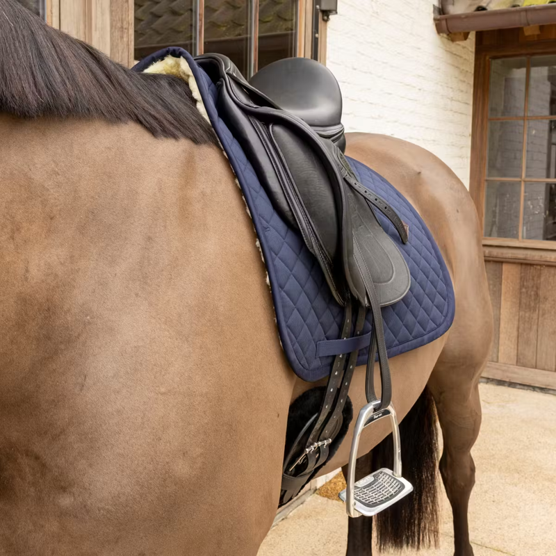 Kentucky Sheepskin Skin Friendly Diamond Dressage Saddlepad Full - Navy-1