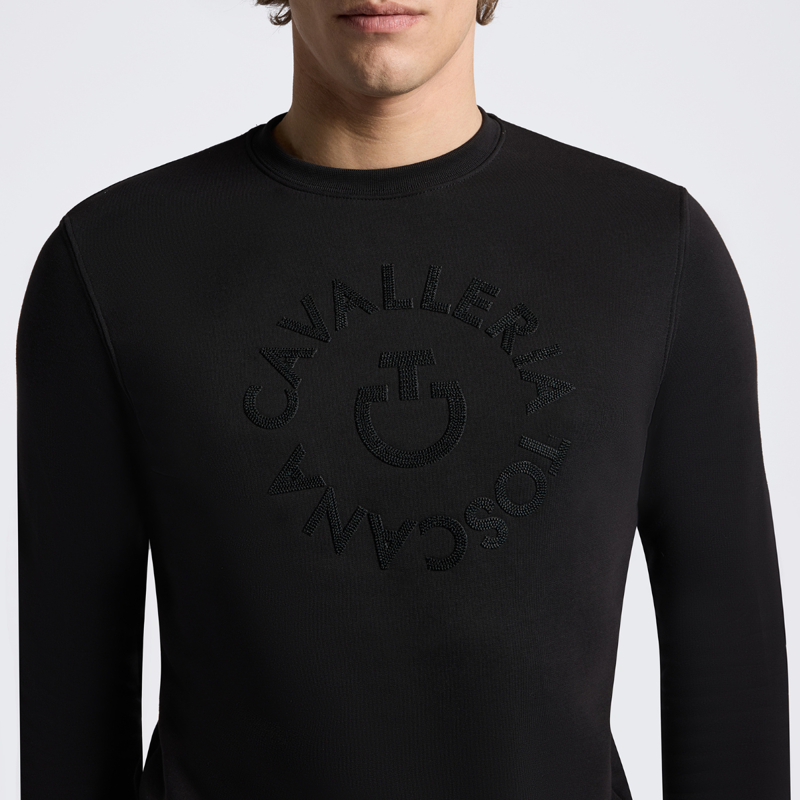 Cavalleria Toscana Men's Cotton Crew Neck Sweatshirt - Black-2