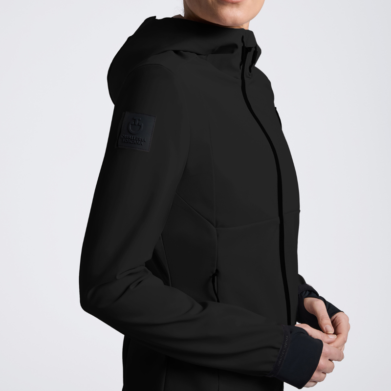 Cavalleria Toscana Women's Thermal Hooded Performance Softshell Jacket - Black-2