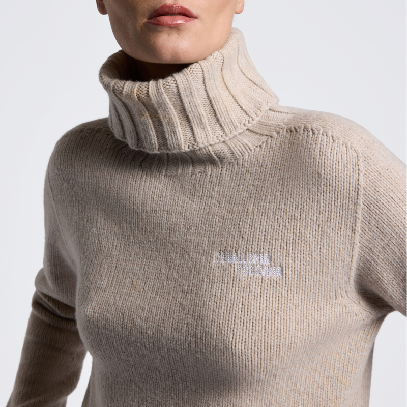 Cavalleria Toscana Women's Pure Wool Turlteneck Sweater - Rainy Day-2
