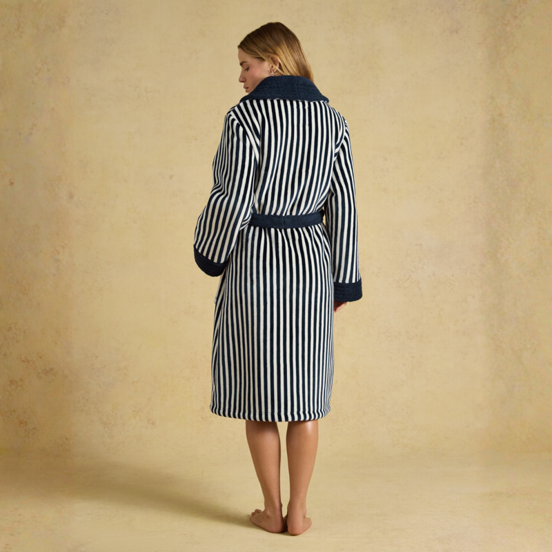 Joules Ladies Matilda Dressing Gown - Navy/Cream Stripe-1