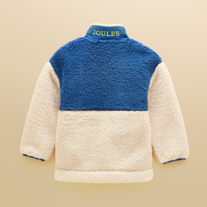 Joules Boys' Billy Full Zip Fleece - Cream/Blue-1
