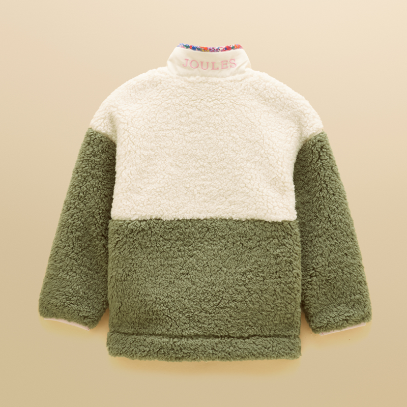 Joules Girls' Tilly Full Zip Fleece - Khaki Green-1