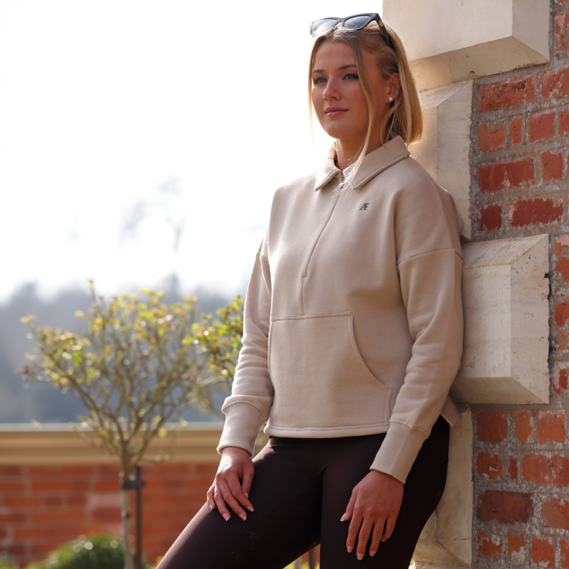 Aubrion Equestrian Quarter Zip Sweater - Oat-12