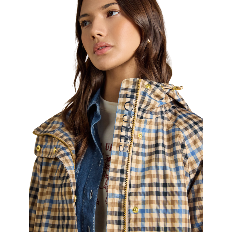 Joules Ladies Everdry Coat - Tan Check-3