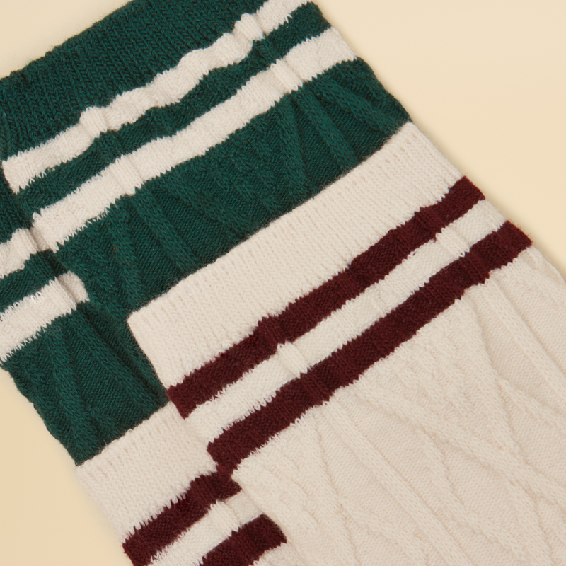 Joules Ladies Cable Volley 2 Pack Socks - Cream/Green-1
