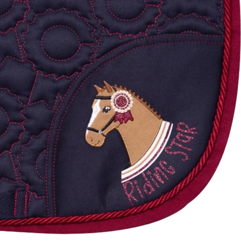 Little Rider Riding Star Collection Saddlepad - Navy/Burgundy - Pony/Cob-1