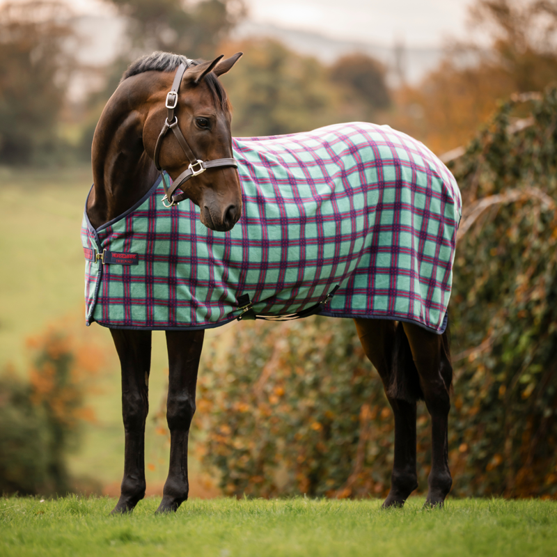 Horseware Rhino Fleece Cooler - Holiday Collection - Green Check/Navy/Red-1