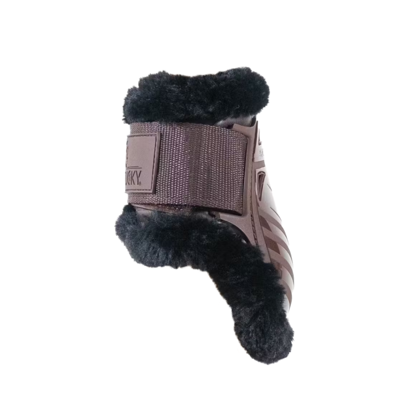 Kentucky Vegan Sheepskin Young Horse Fetlock Boots - Brown/Black-1