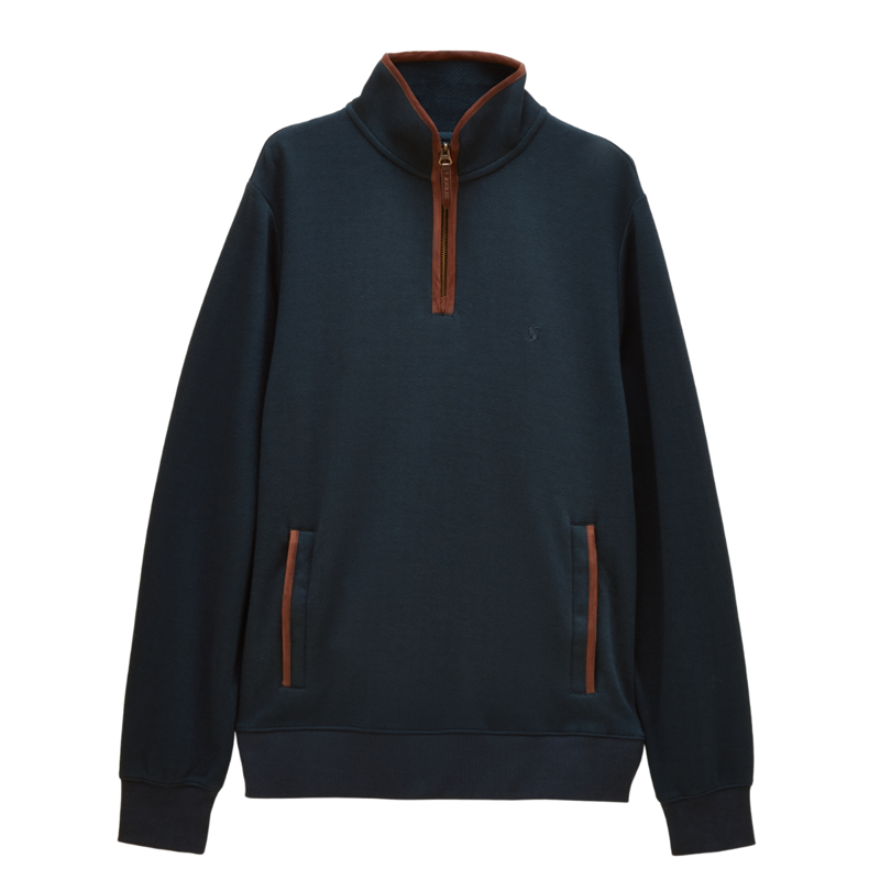 Joules Men's Heritage Herringbone Quarter Zip Sweatshirt - Navy-6