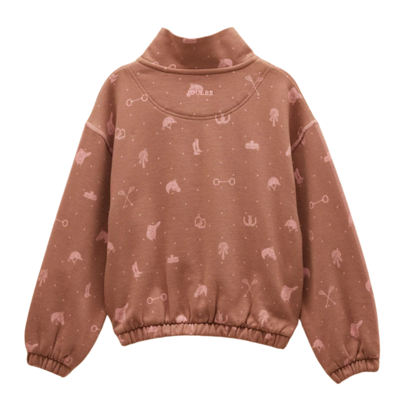 Joules Girls' Kennedy Cropped Quarter Zip Sweatshirt - Chocolate Brown-1