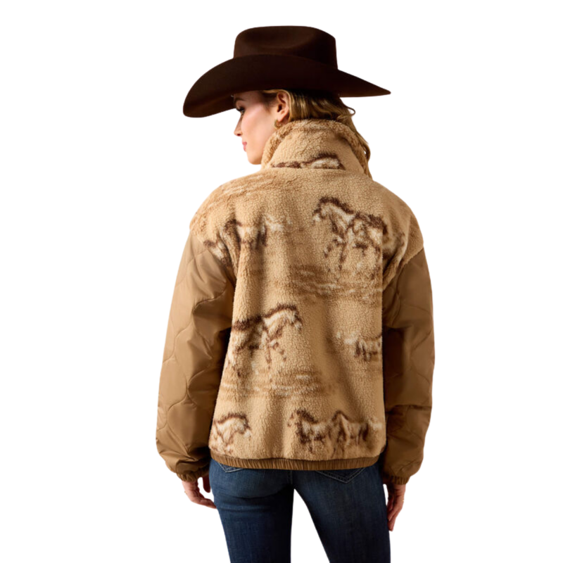 Ariat Women's Sherpa Blocked Jacket - Wild Horses Print/Tiger's Eye-1