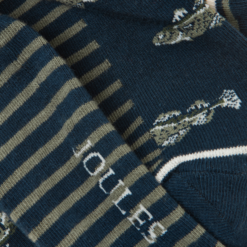 Joules Men's Kingsbury 2 Pack Socks - Khaki Fish-2