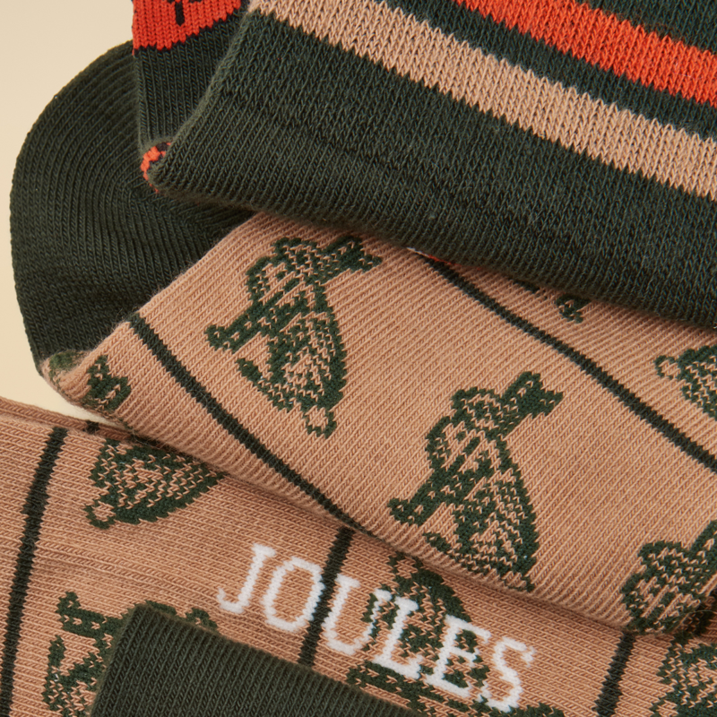 Joules Men's Kingsbury 2 Pack Socks - Green Fox-1