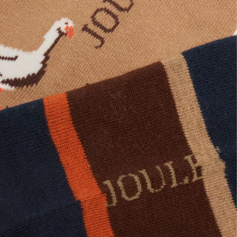 Joules Men's Kingsbury 2 Pack Socks - Tan Birds-1