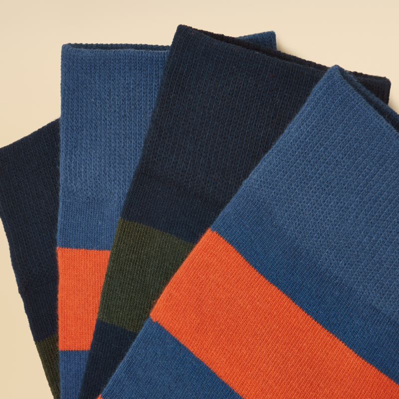 Joules Men's Kingsbury 2 Pack Socks - Blue Rugby Stripe-2