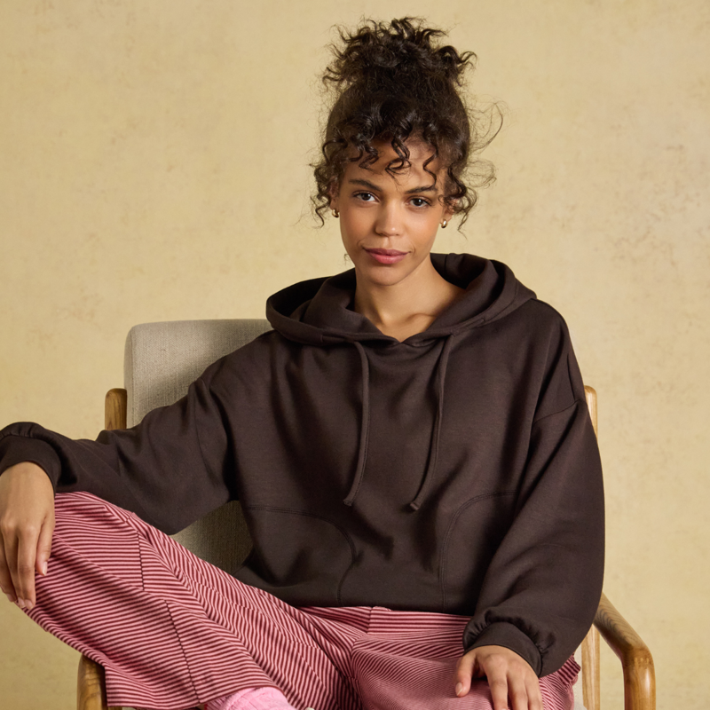 Joules Ladies Luxe Club Hoodie - Chocolate Brown-4