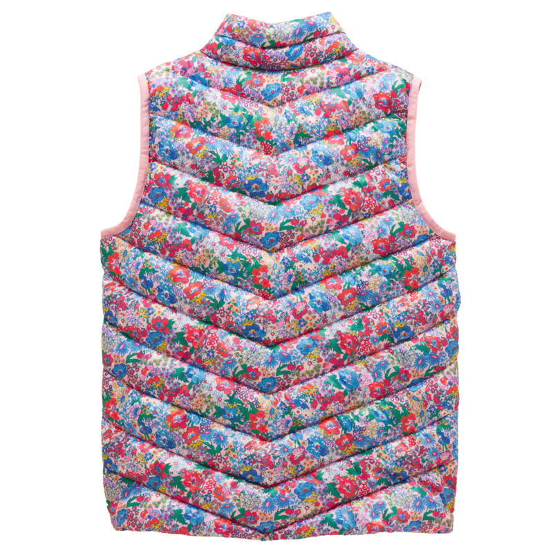 Joules Girls' Crofton Showerproof Gilet - Pink Ditsy-1