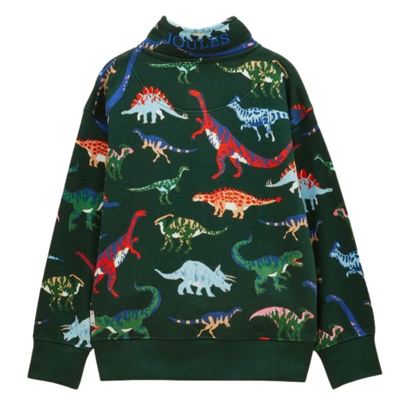 Joules Boys' Alfie Quarter Zip Sweatshirt - Green Dino-1