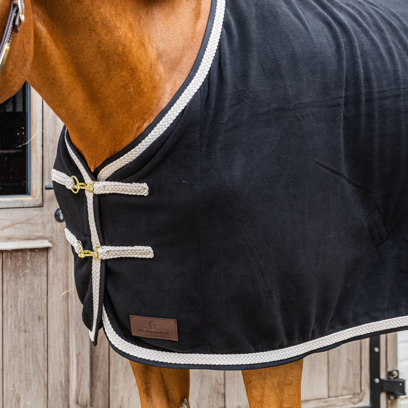 Kentucky Plaited Rope Fleece Rug - Black-1