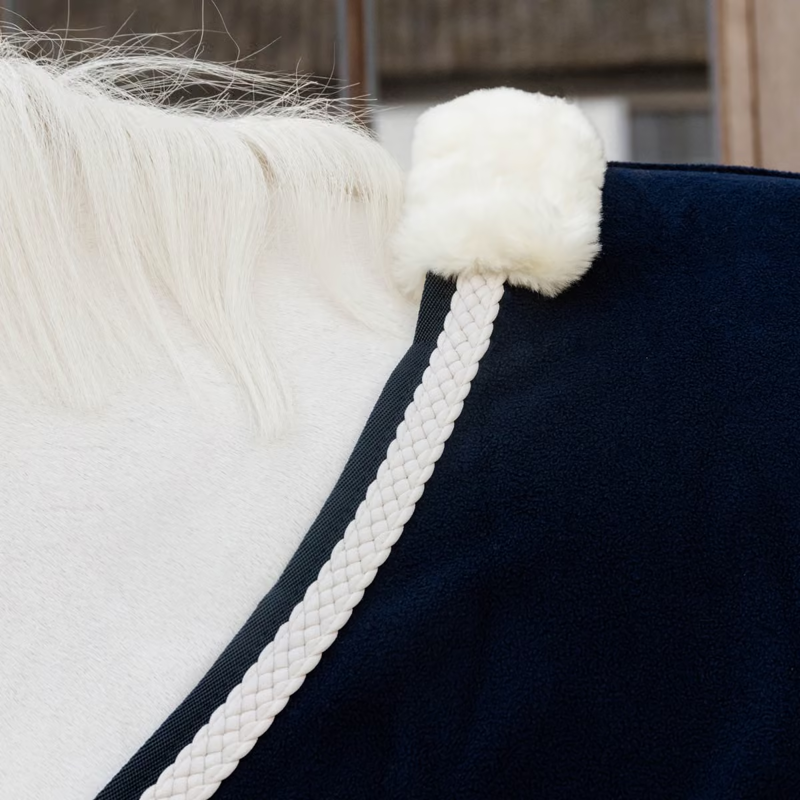 Kentucky Plaited Rope Fleece Rug - Navy-1