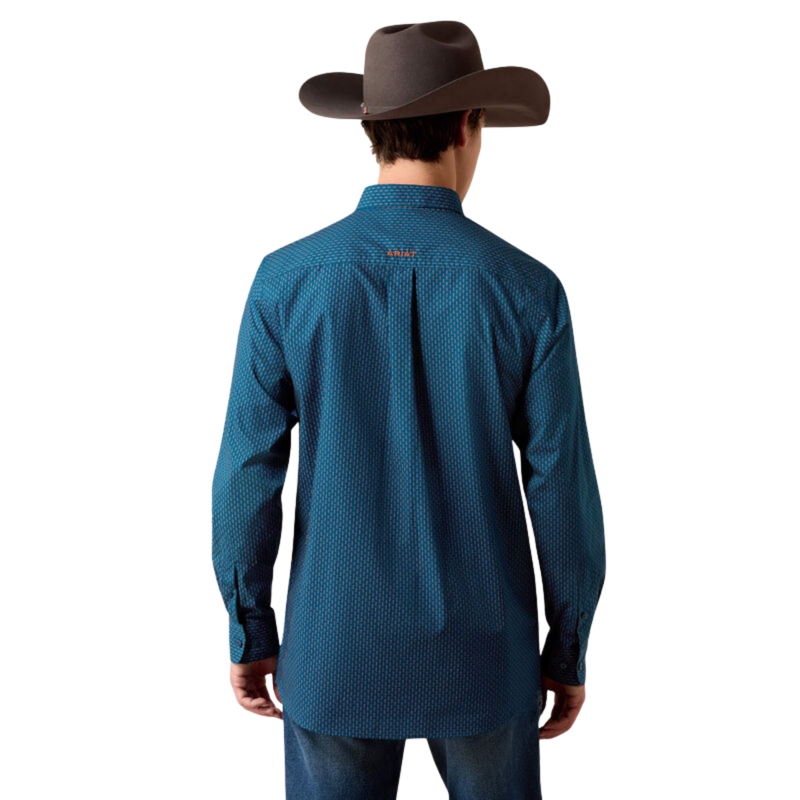 Ariat Men's Claude Fitted Shirt - Sailor Blue Micro Geometric Print-1