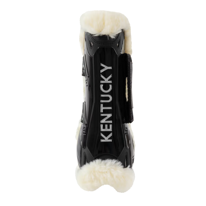 Kentucky Vegan Sheepskin Velcro Tendon Boots - Black-2
