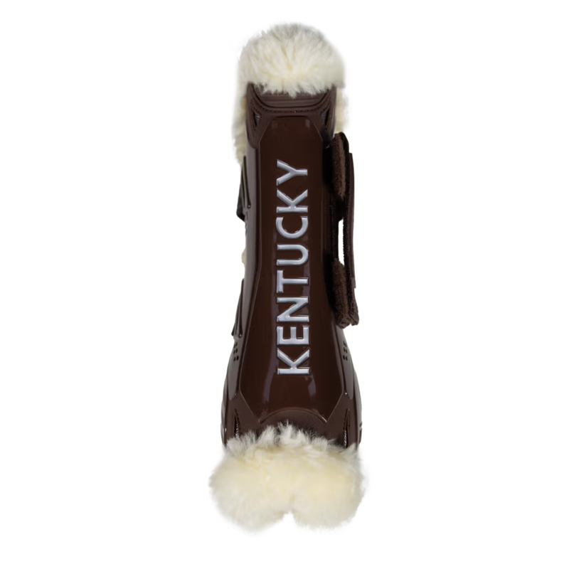 Kentucky Vegan Sheepskin Velcro Tendon Boots - Brown-2