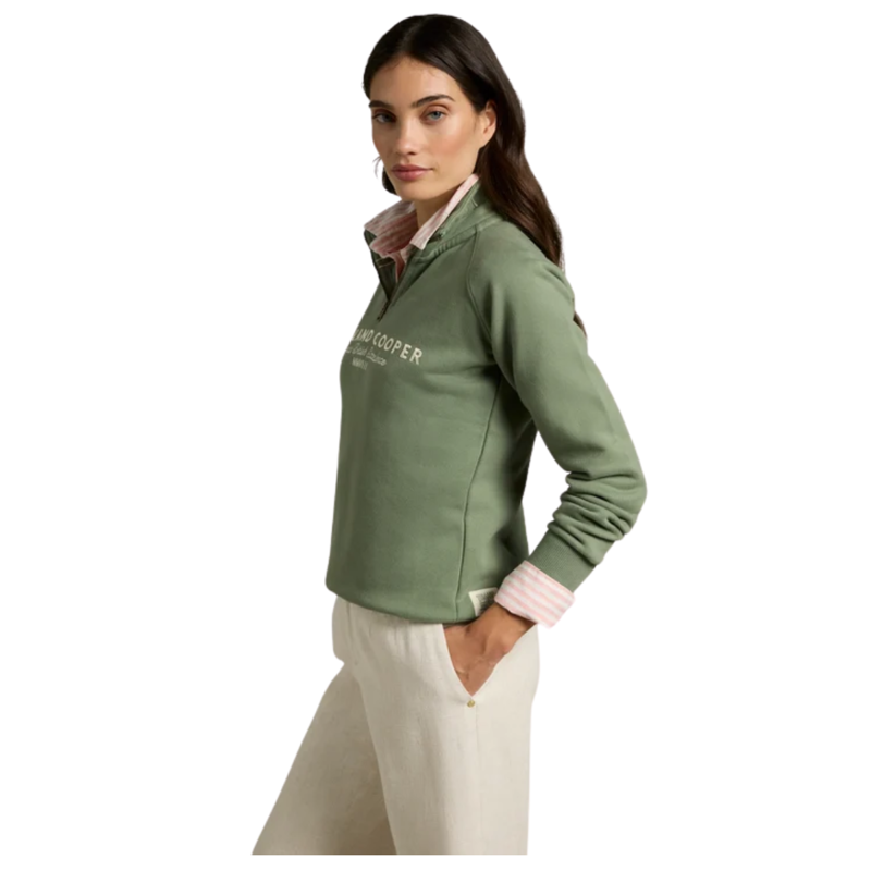 Holland Cooper Sporting Goods Zip Henley - Sage-1