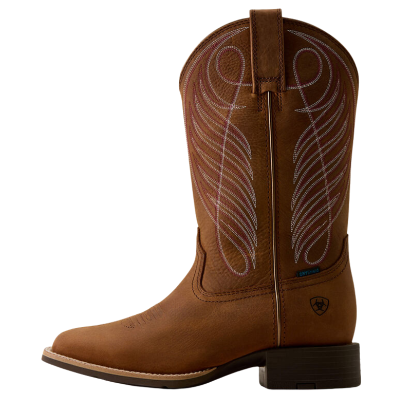Ariat Women's Round Up Waterproof Wide Square Toe Western Boot - Reliable Brown-1