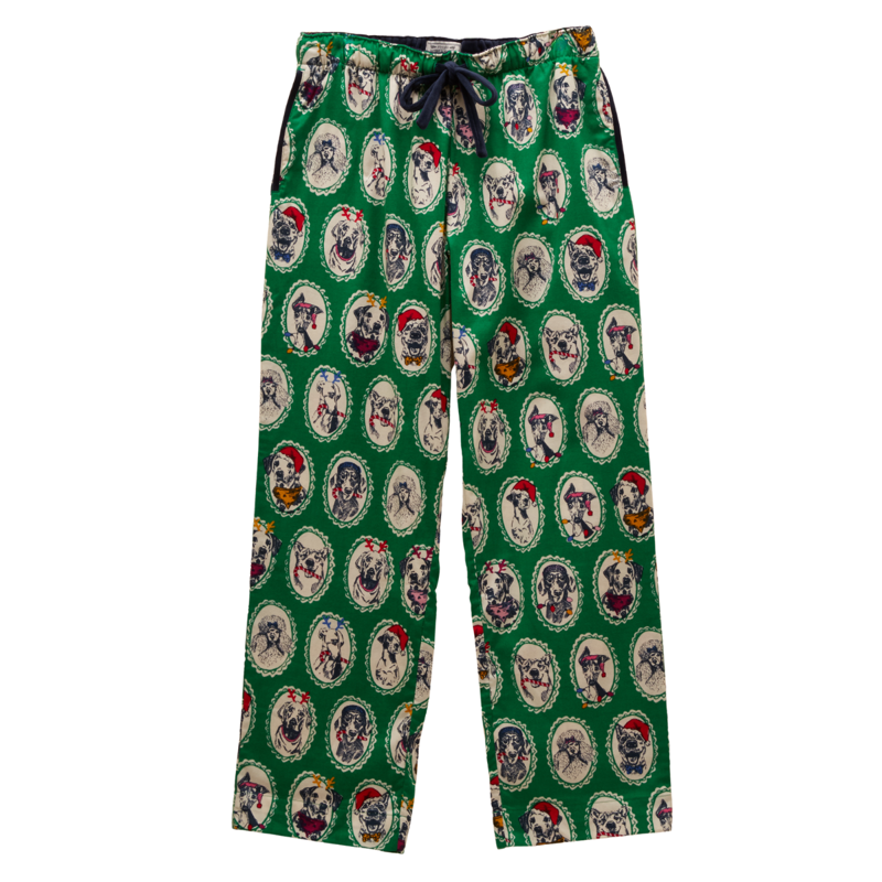 Joules Ladies Stella Brushed Cotton Pyjama Bottoms - Green Dog Print-6