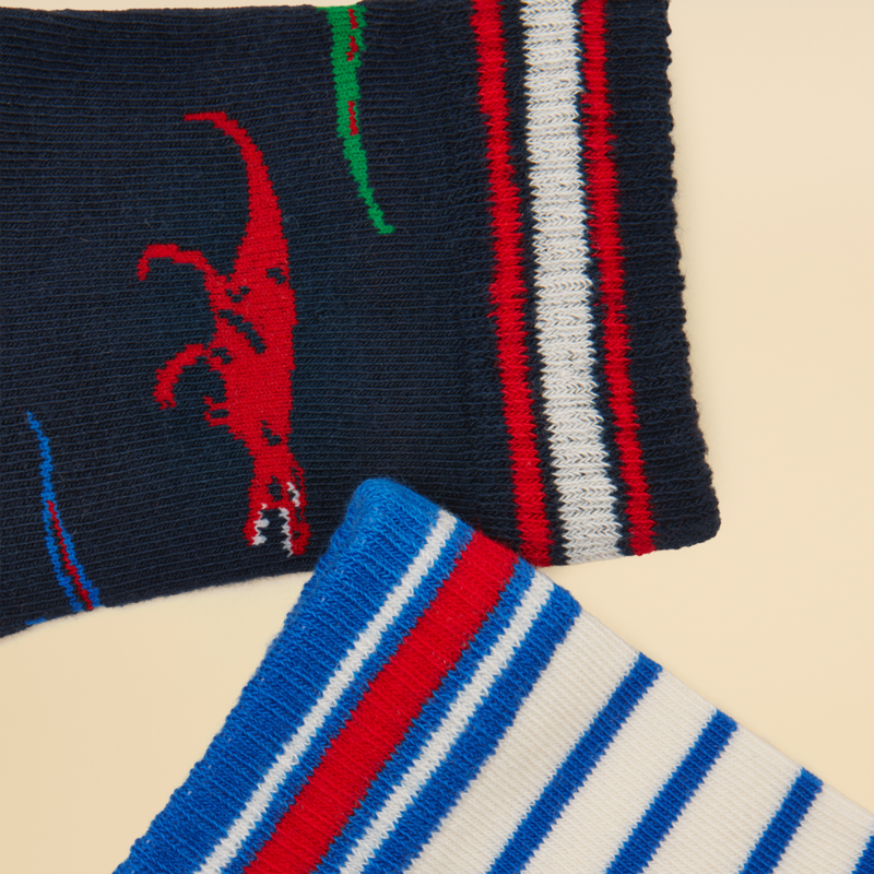 Joules Boys' Eat Feet 2 Pack Socks - Red Dino-1