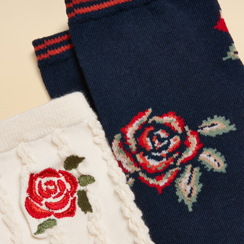 Joules Ladies Everyday 2 Pack Socks - Navy Rose-1