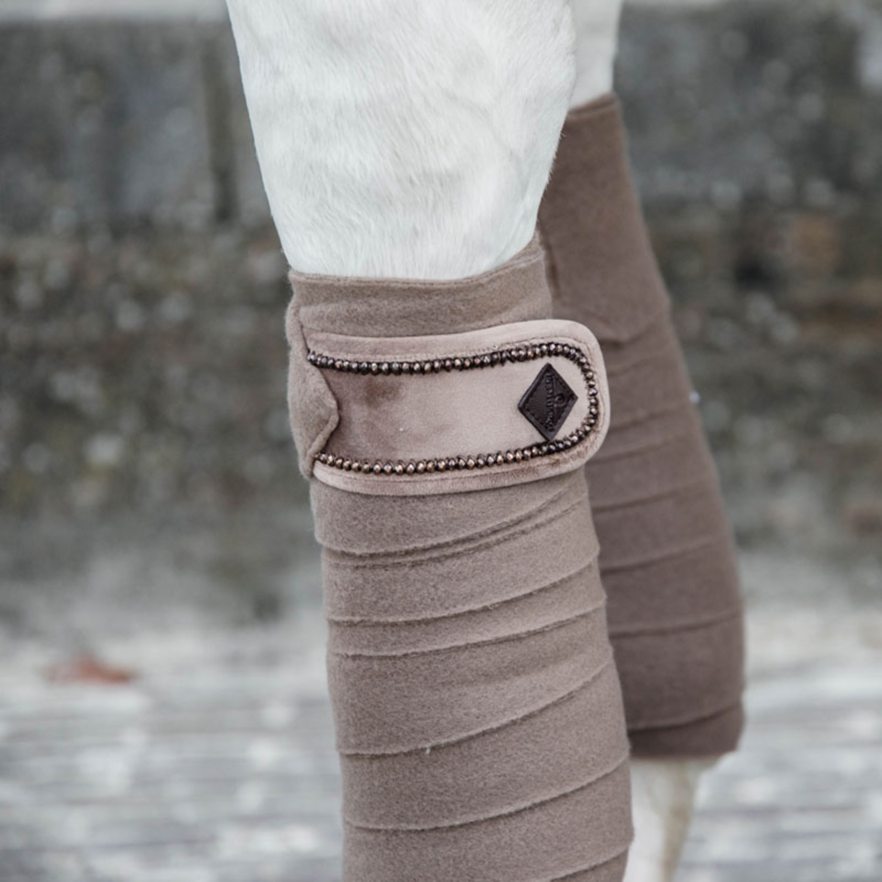 Kentucky Polar Fleece Velvet Pearls Bandages - Beige-1