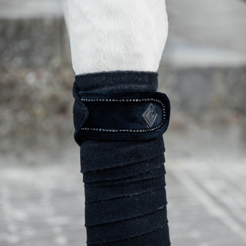 Kentucky Polar Fleece Velvet Pearls Bandages - Black-1