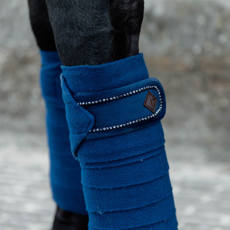 Kentucky Polar Fleece Velvet Pearls Bandages - Navy-1