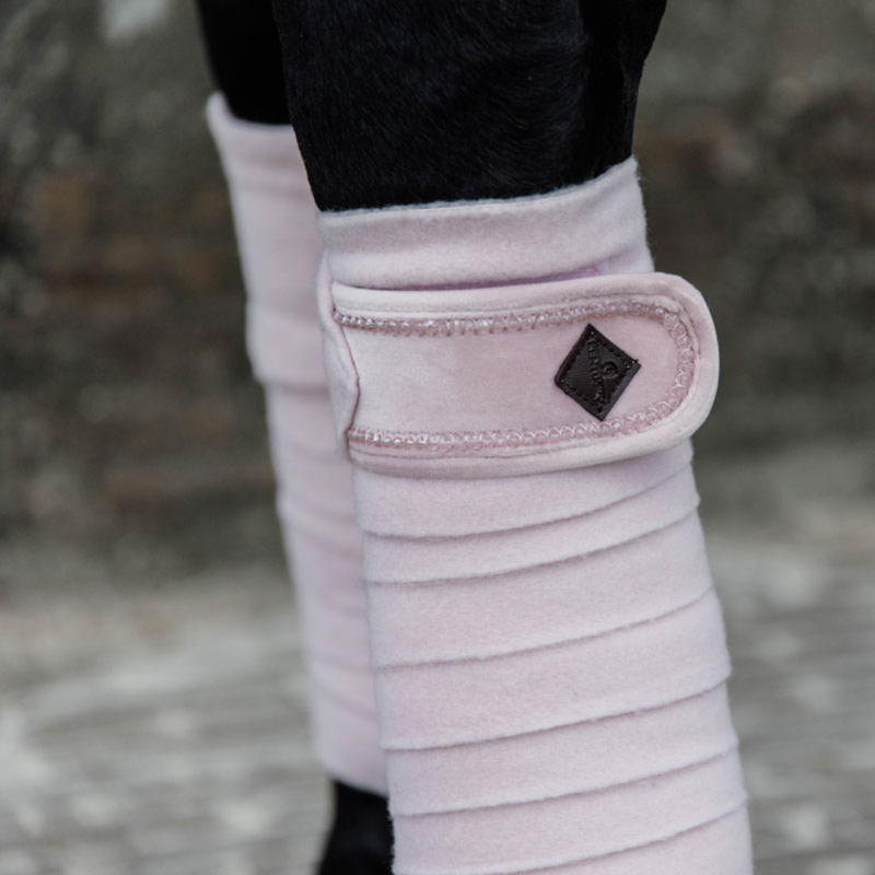 Kentucky Polar Fleece Velvet Pearls Bandages - Soft Rose-1