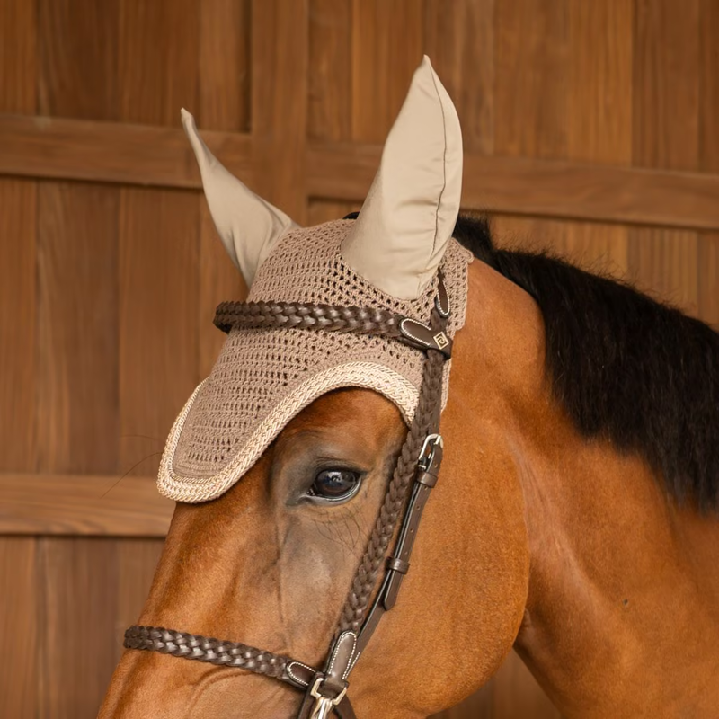 Kentucky Wellington Plaited Glitter Rope Fly Veil Full - Beige-1