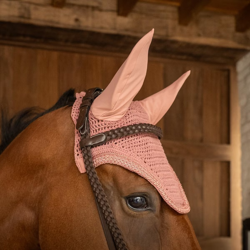 Kentucky Wellington Plaited Glitter Rope Fly Veil Full - Old Rose-1