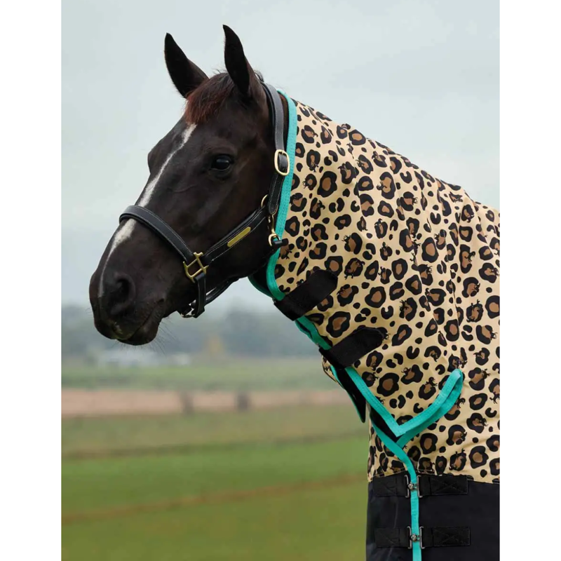 Saxon Defiant 600D Combo Neck Medium Turnout Rug - Leopard Print-1