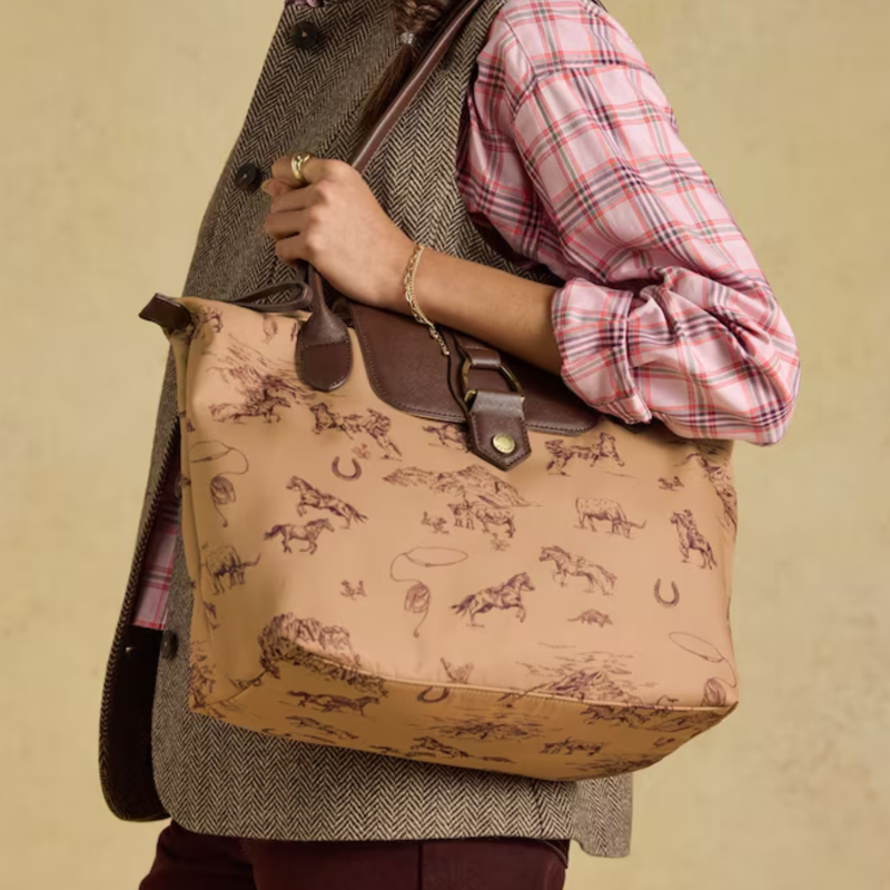 Joules Edie Zip Top Shopper Bag - Neutral Rodeo
