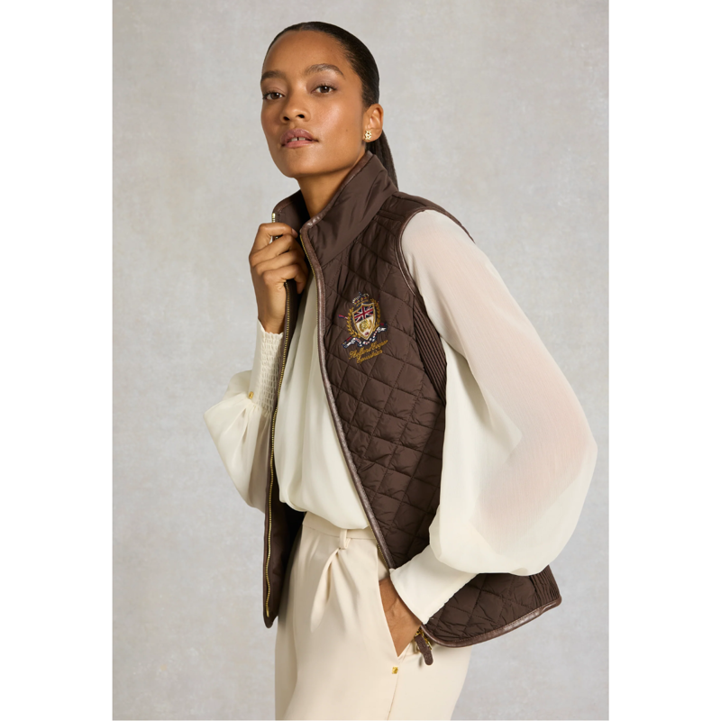 Holland Cooper Boughton Diamond Quilt Gilet - Walnut-1