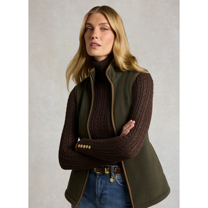 Holland Cooper Country Fleece Gilet - Khaki Canvas-1