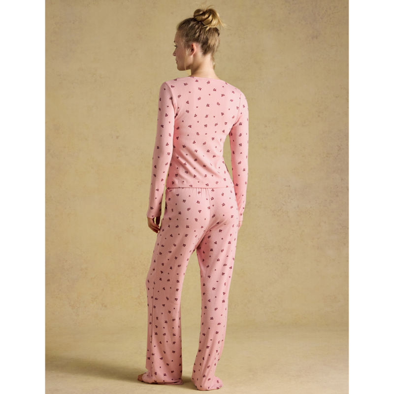 Joules Ladies Pointelle Set Pyjamas - Pink Floral-1