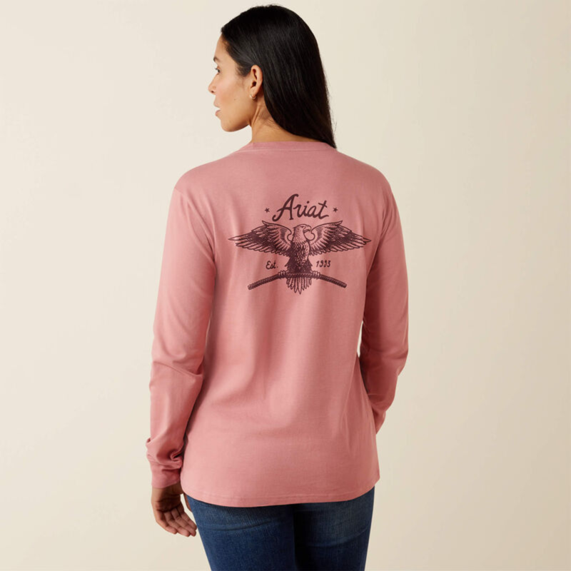 Ariat Women's Rebar Cotton Strong Flying Eagle Long Sleeve T-Shirt - Dusty Rose-1