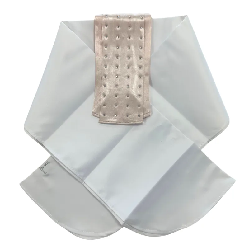 Kingsland Boulanger Stock Tie - White/Silver Pink