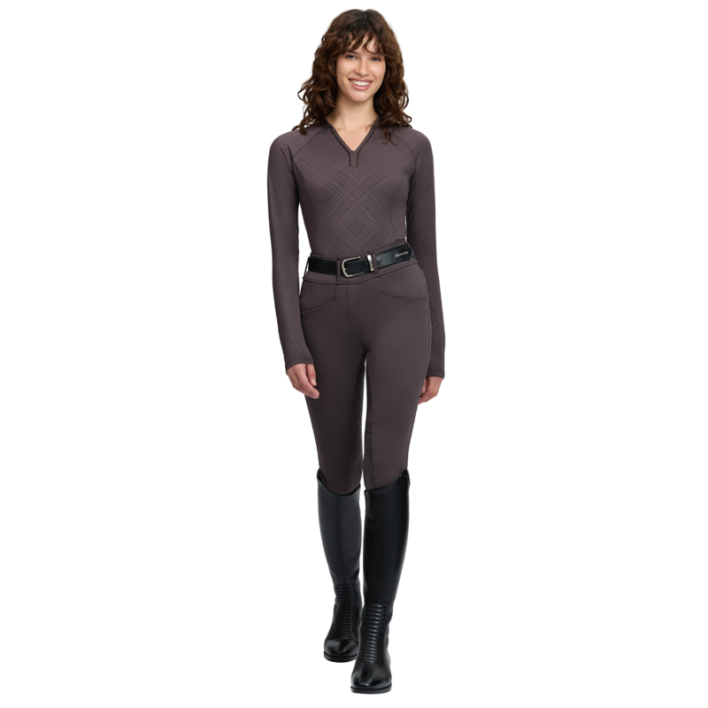 LeMieux Heritage Check Long Sleeve Base Layer - Cocoa-1